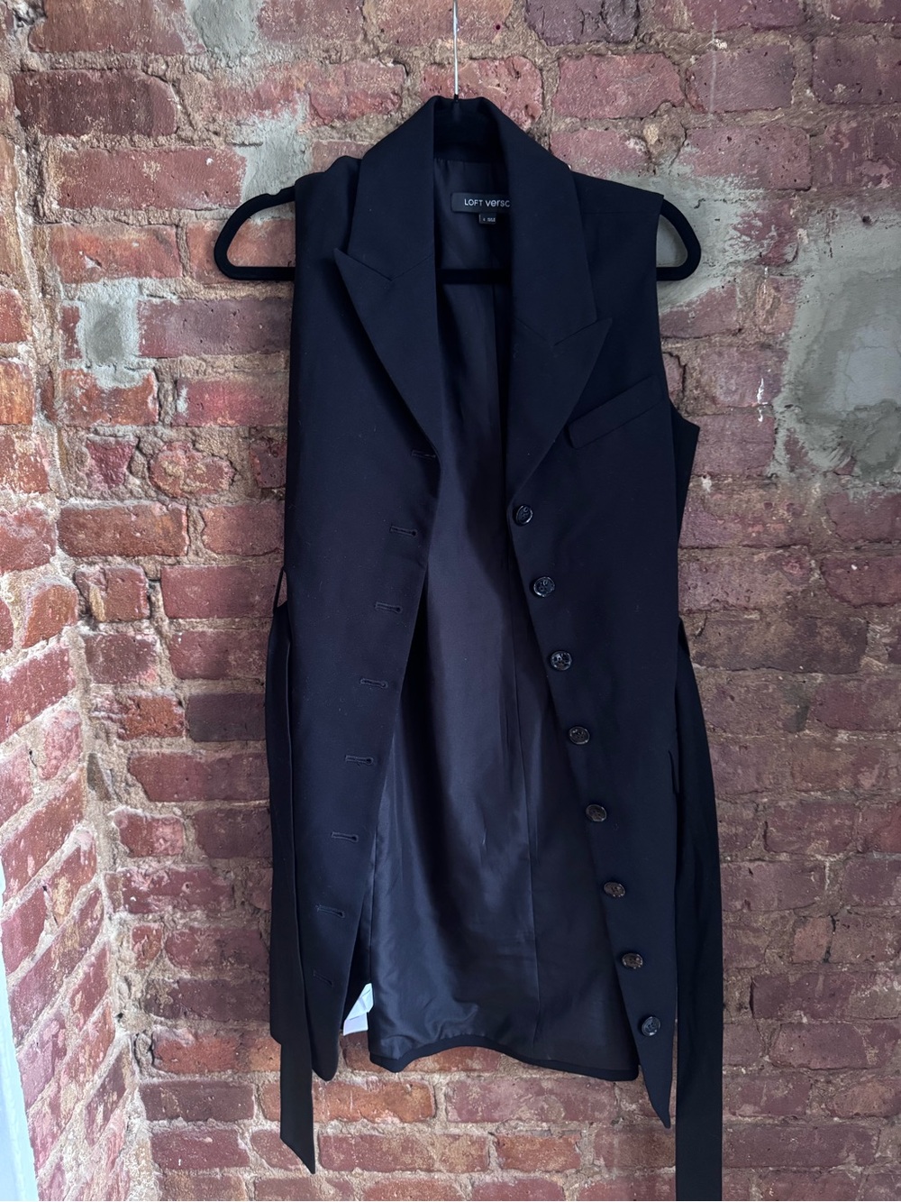 LOFT Black Sleeveless Long Blazer Vest